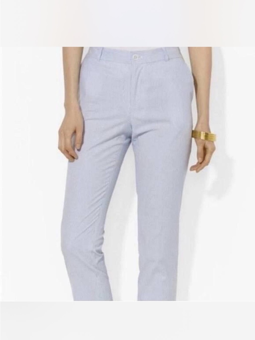 Ralph Lauren edita seer sucker blue striped straight pants size 10 summer spring